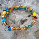 Beautiful Handmade Wrap Bracelet In Carnival Mix..