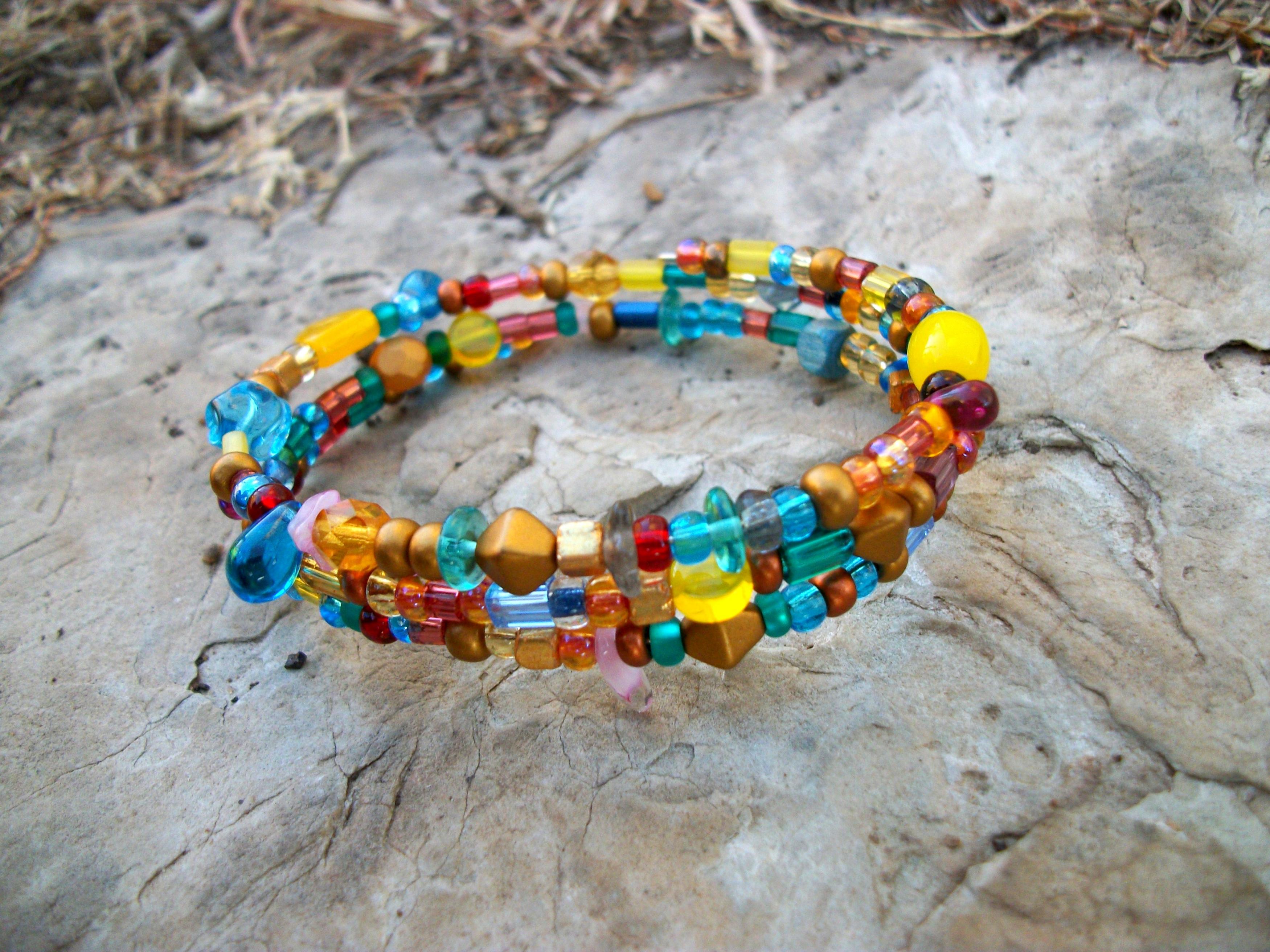Beautiful Handmade Wrap Bracelet In Carnival Mix Of Czech Glass Beads